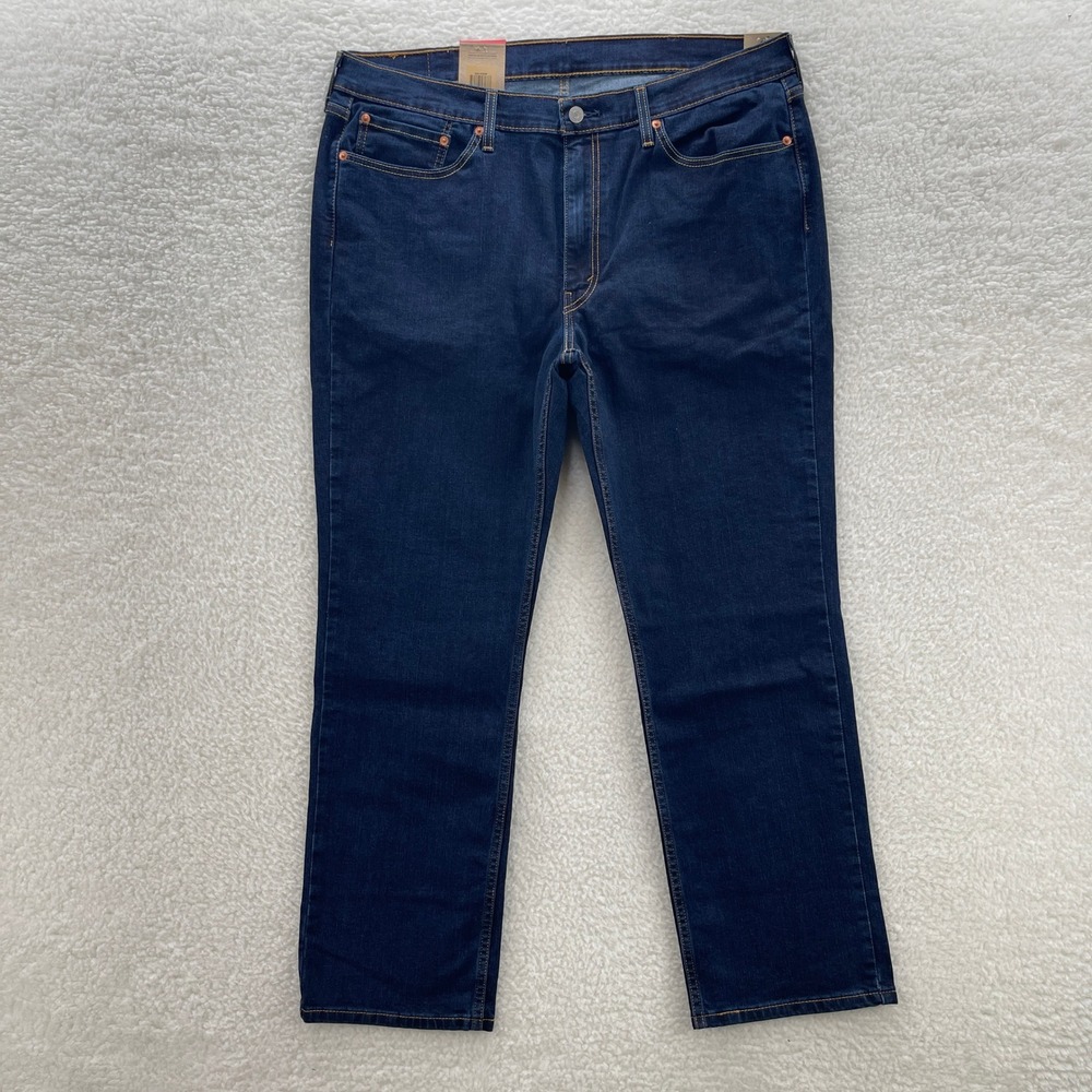 Levis Jeans Mens 38x30 Blue 514 Straight Fit Medium Wash Denim Grunge Cowboy